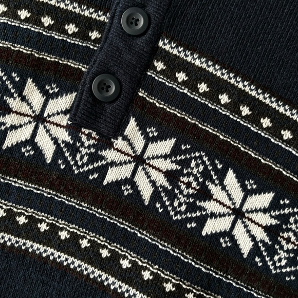 Method Mock Neck Charcoal Grey Sweater w/ White Pattern, 1/4 Button, Men’s Large - Picture 7 of 12